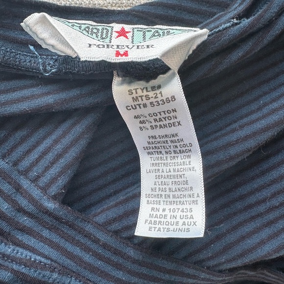 Hard Tail | Black & Blue Striped off the shoulder tee | sz Med | Very Good cond - Picture 6 of 7